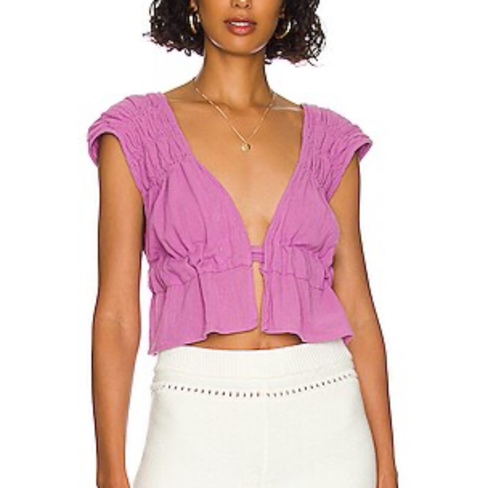Free people lilac tie back blouse